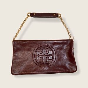Authenthic Tory Burch Brown Reva Bombe Clutch
